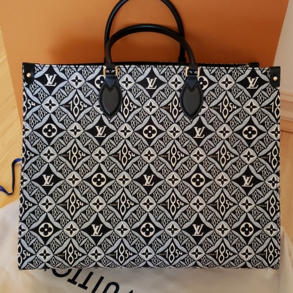 Louis Vuitton Jacquard Since 1854 Onthego GM Grey Tote Shoulder